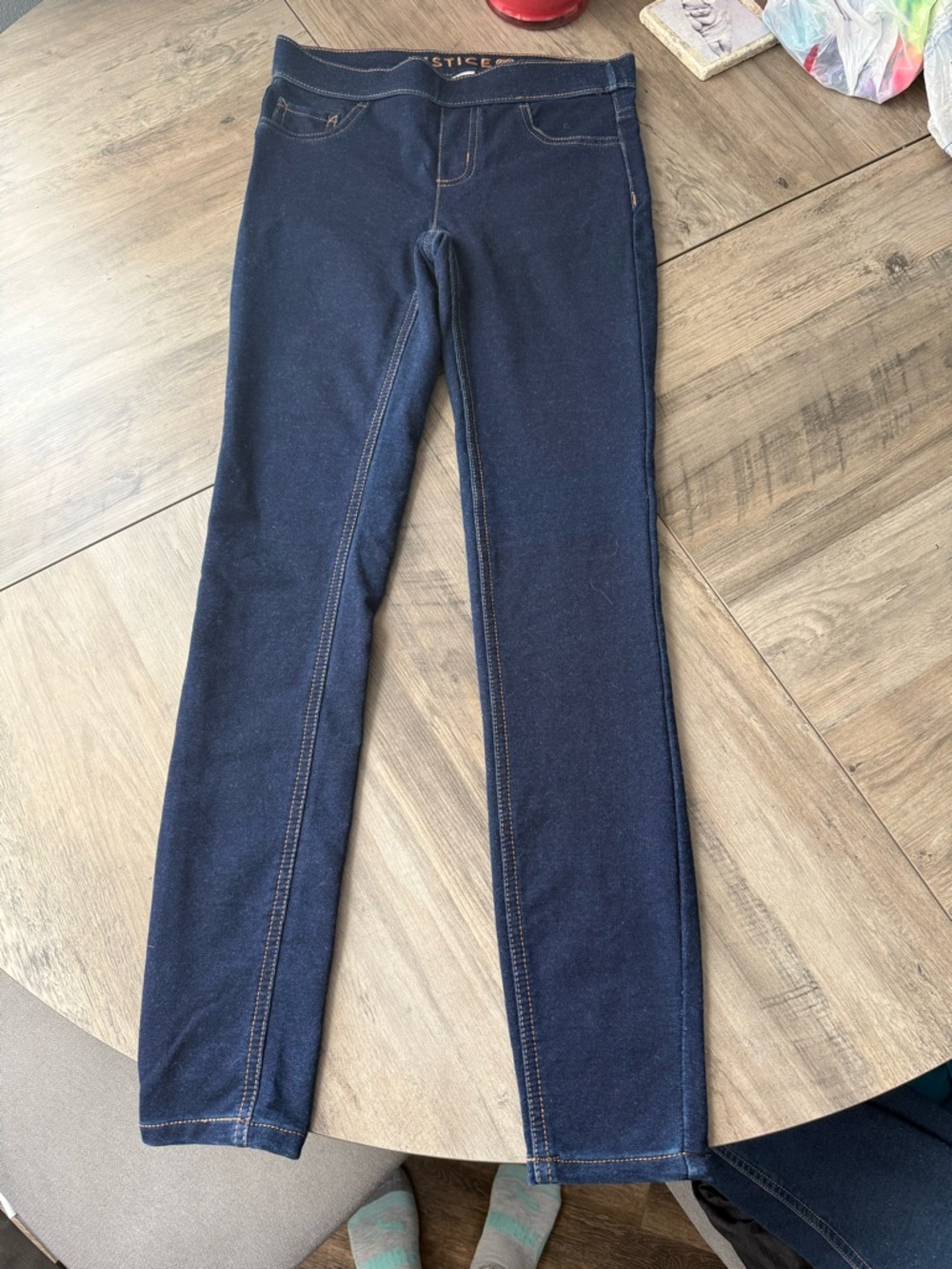 Justice Girls Dark Blue Jeggings with Contrast Stitching